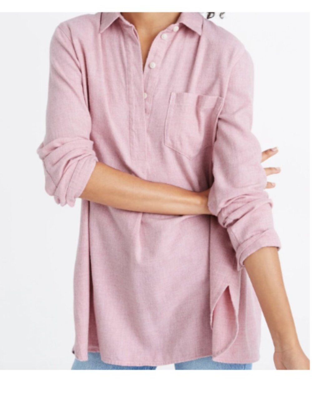 MADEWELL - Pink Flannel Classic Ex-Boyfriend Button-Back Shirt - SIZE L
